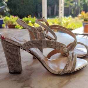 Nina Silver Rhinestone Heels